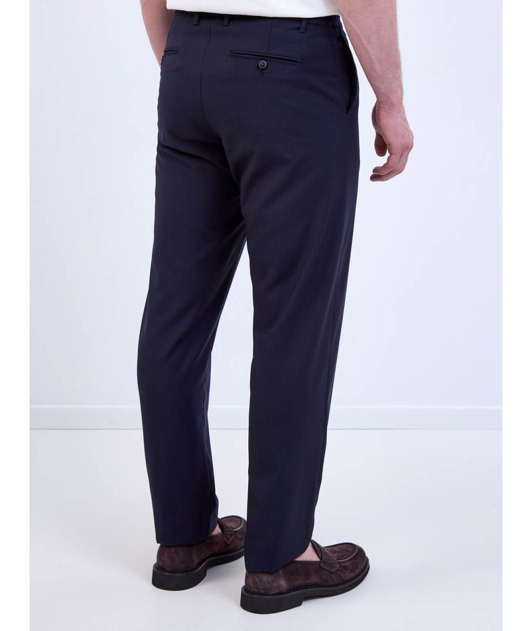 CANALI Синие шерстяные повседневные брюки, фото 4