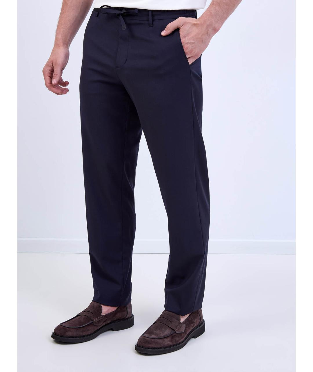 CANALI Синие шерстяные повседневные брюки, фото 3