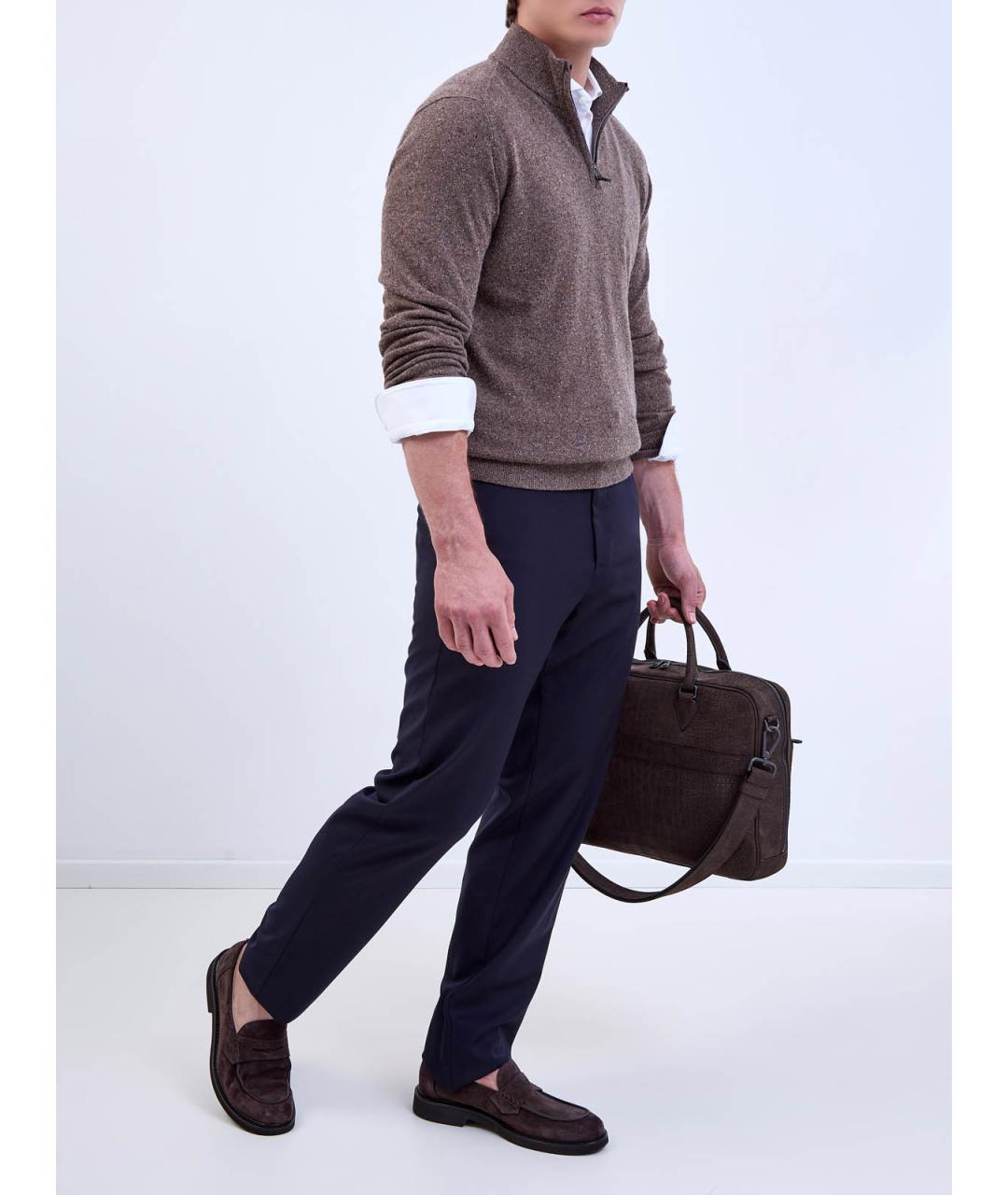 CANALI Синие шерстяные повседневные брюки, фото 2