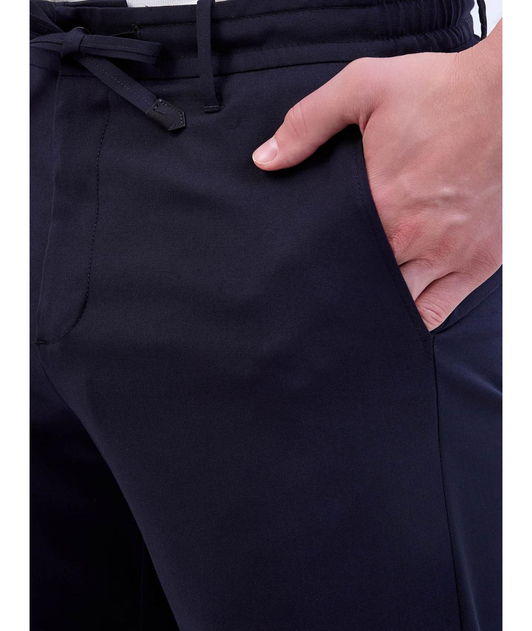 CANALI Синие шерстяные повседневные брюки, фото 5