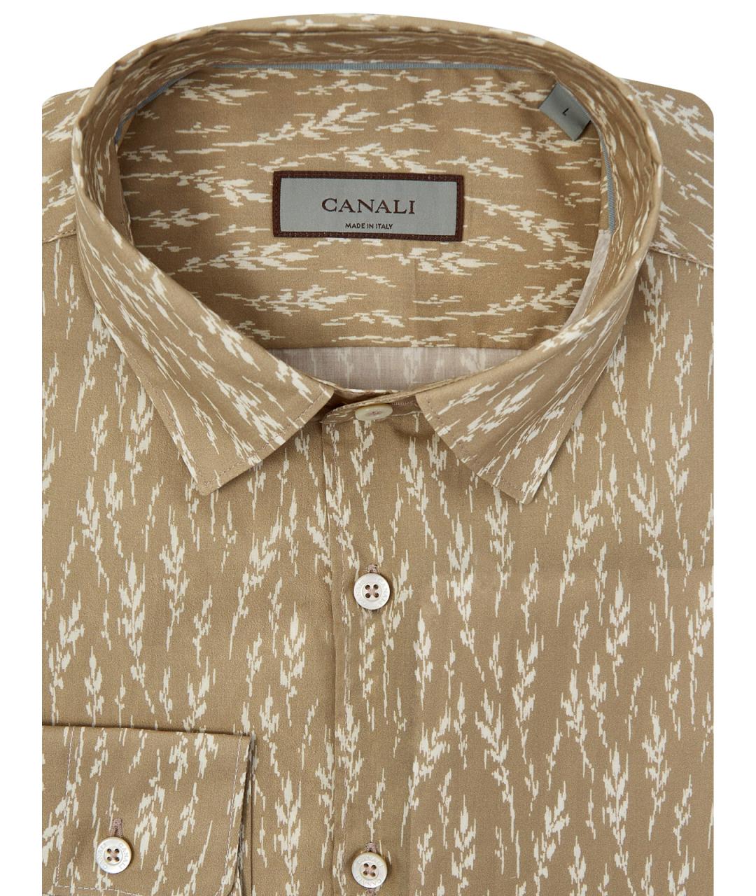 CANALI Бежевая хлопковая классическая рубашка, фото 2