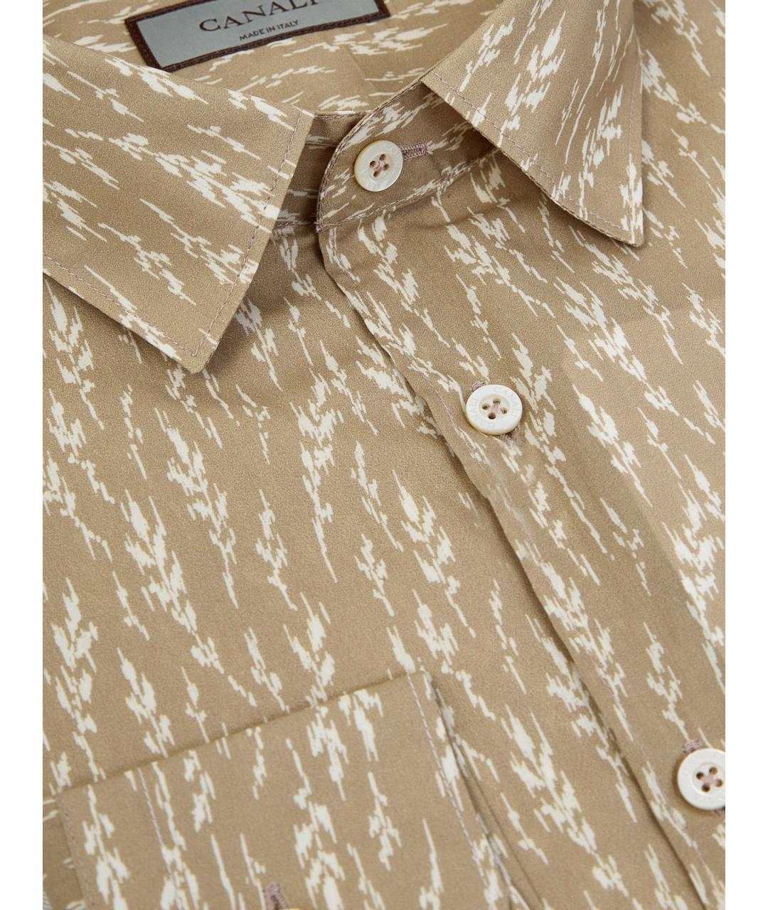 CANALI Бежевая хлопковая классическая рубашка, фото 3