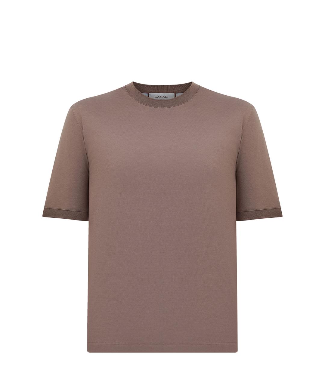 CANALI Коричневая хлопковая футболка, фото 1