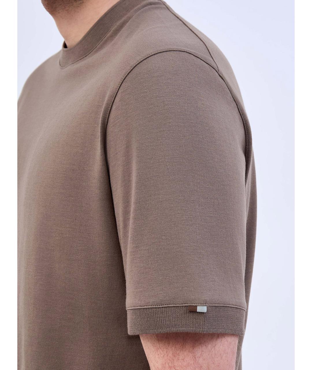 CANALI Коричневая хлопковая футболка, фото 5