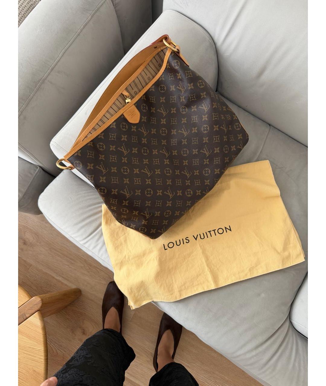 LOUIS VUITTON Коричневая кожаная сумка тоут, фото 2