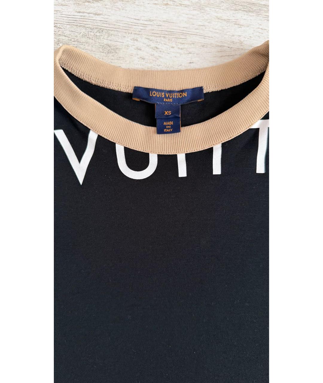 LOUIS VUITTON Черная хлопковая футболка, фото 4