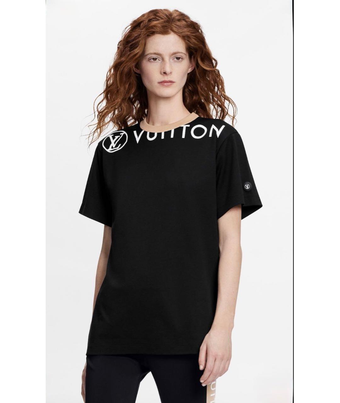 LOUIS VUITTON Черная хлопковая футболка, фото 7
