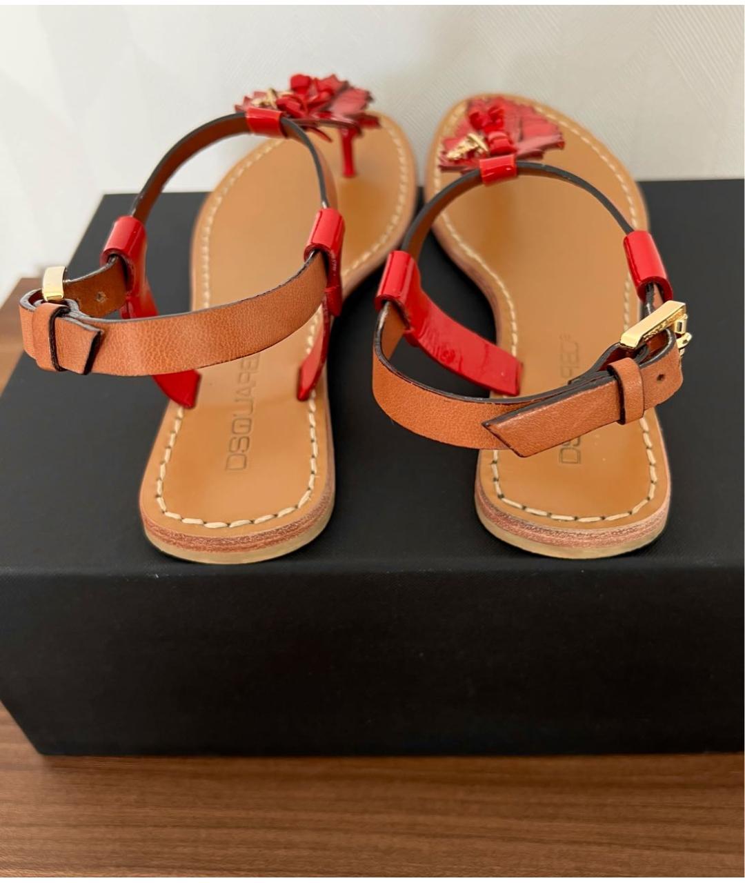 DSQUARED2 Красные сандалии из лакированной кожи, фото 4