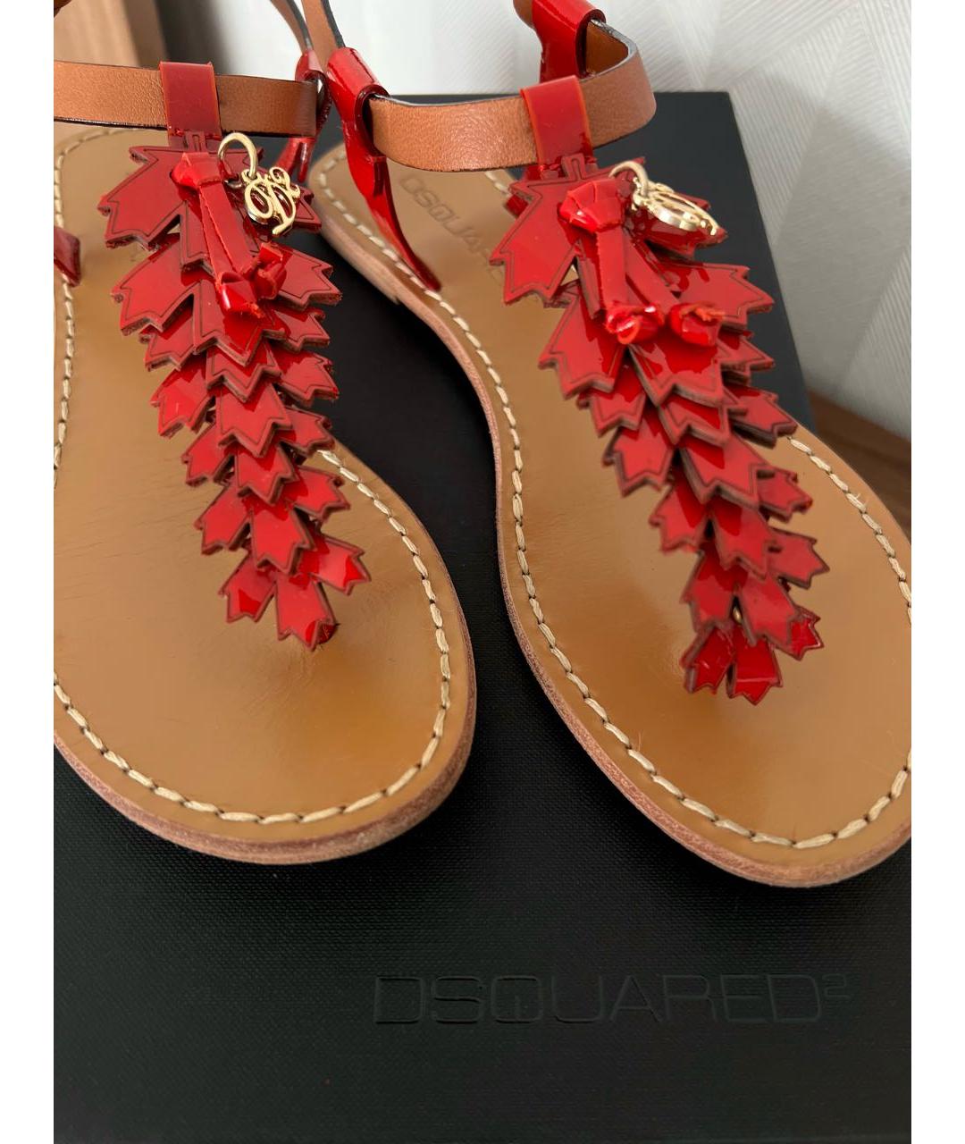 DSQUARED2 Красные сандалии из лакированной кожи, фото 2