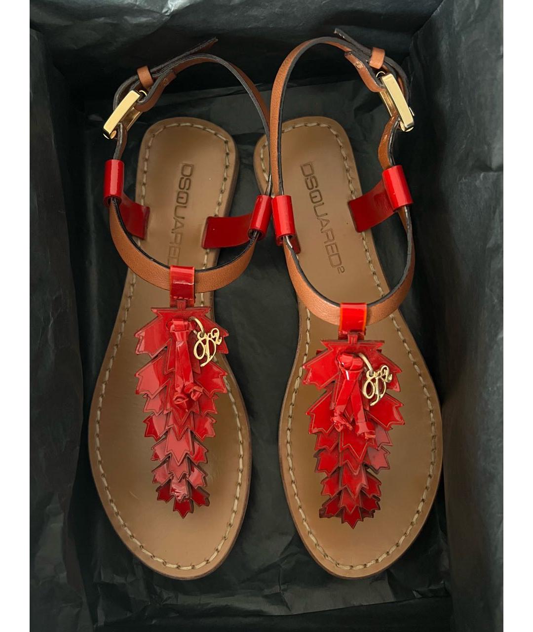 DSQUARED2 Красные сандалии из лакированной кожи, фото 3