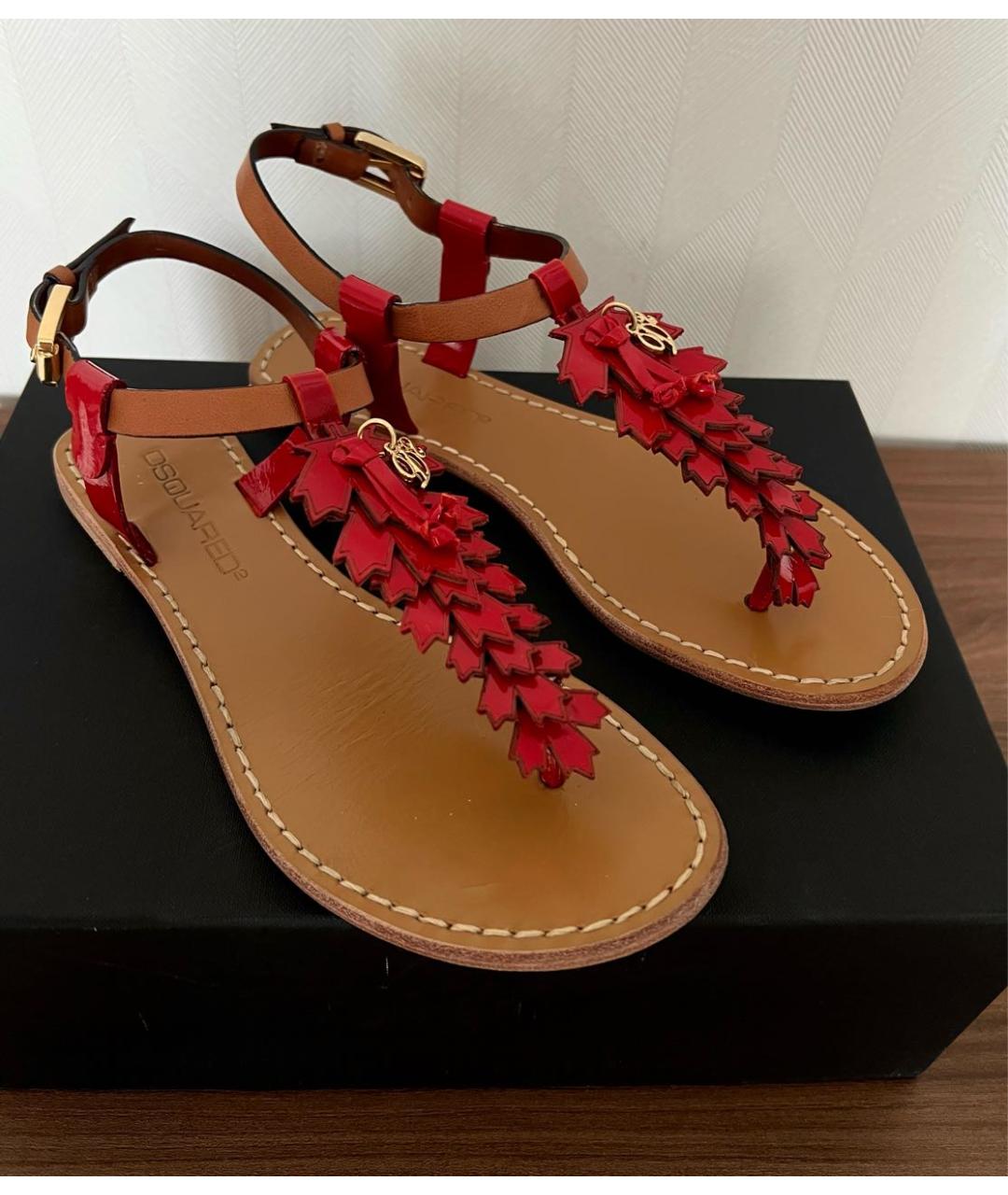 DSQUARED2 Красные сандалии из лакированной кожи, фото 6