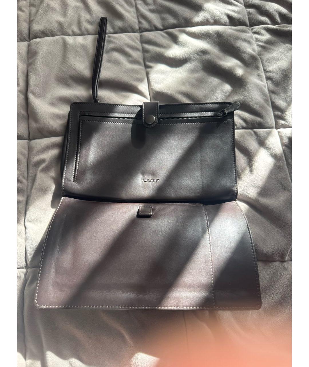 BOTTEGA VENETA Черная кожаная барсетка, фото 4