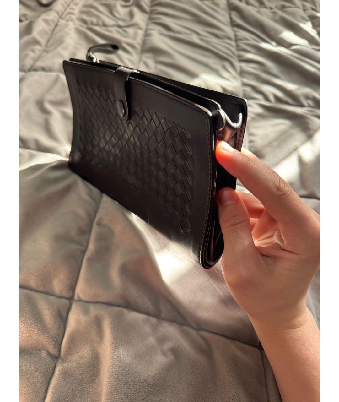 BOTTEGA VENETA Черная кожаная барсетка, фото 2