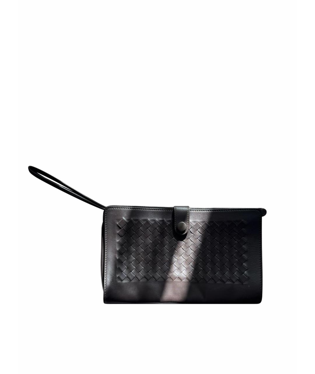 BOTTEGA VENETA Черная кожаная барсетка, фото 1