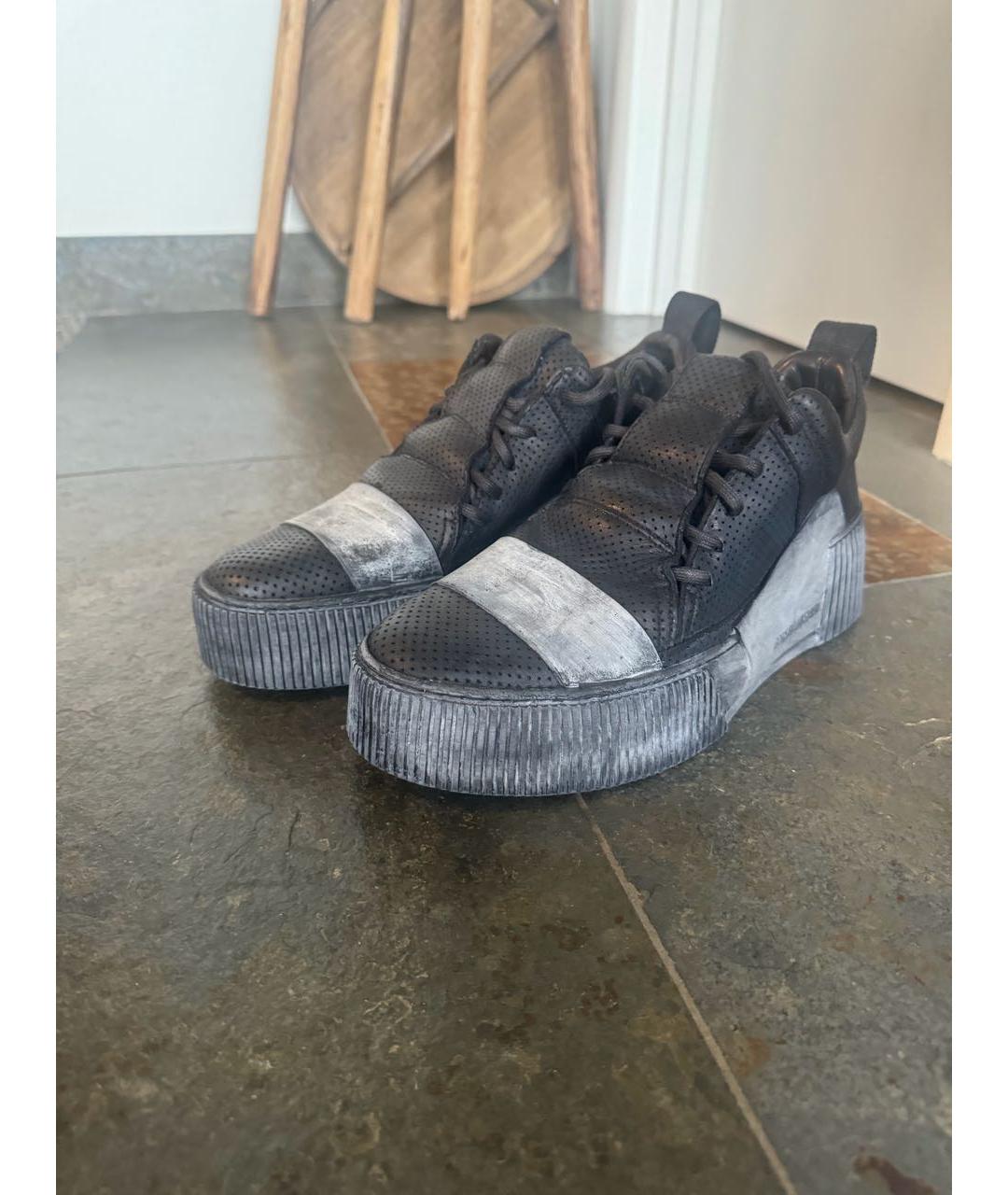11 BY BORIS BIDJAN SABERI Черные кожаные низкие кроссовки / кеды, фото 8