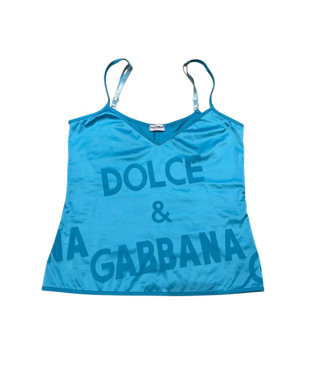 DOLCE&GABBANA Бирюзовая полиэстеровая майка, фото 1