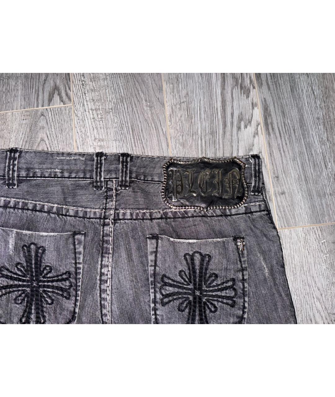PHILIPP PLEIN Серые хлопковые прямые джинсы, фото 5