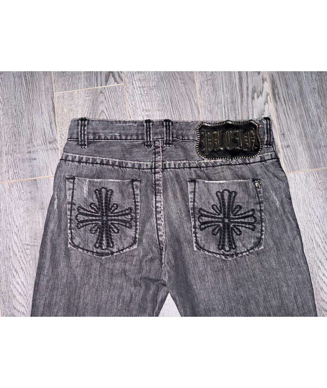 PHILIPP PLEIN Серые хлопковые прямые джинсы, фото 4
