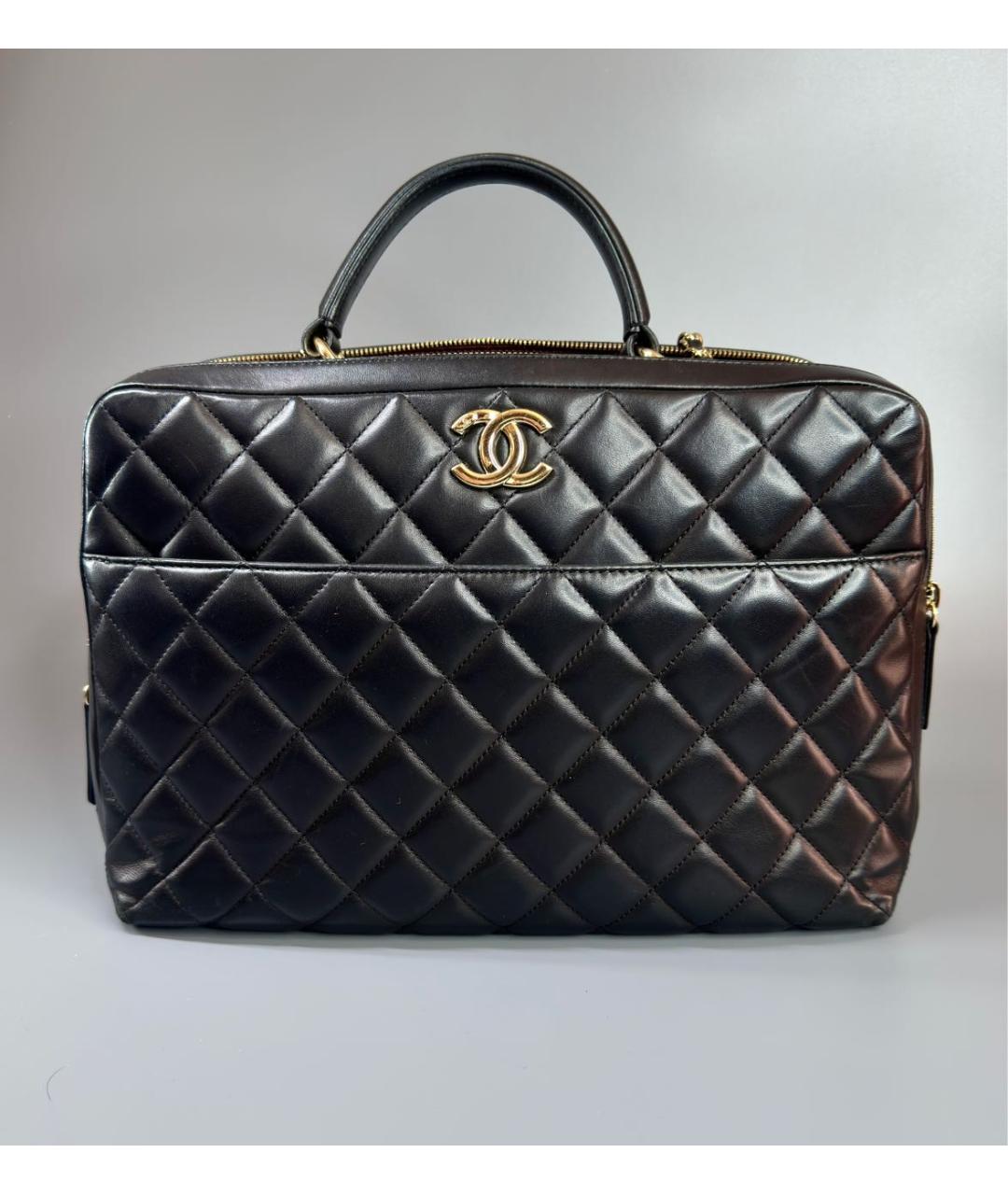 CHANEL Черная кожаная сумка с короткими ручками, фото 6