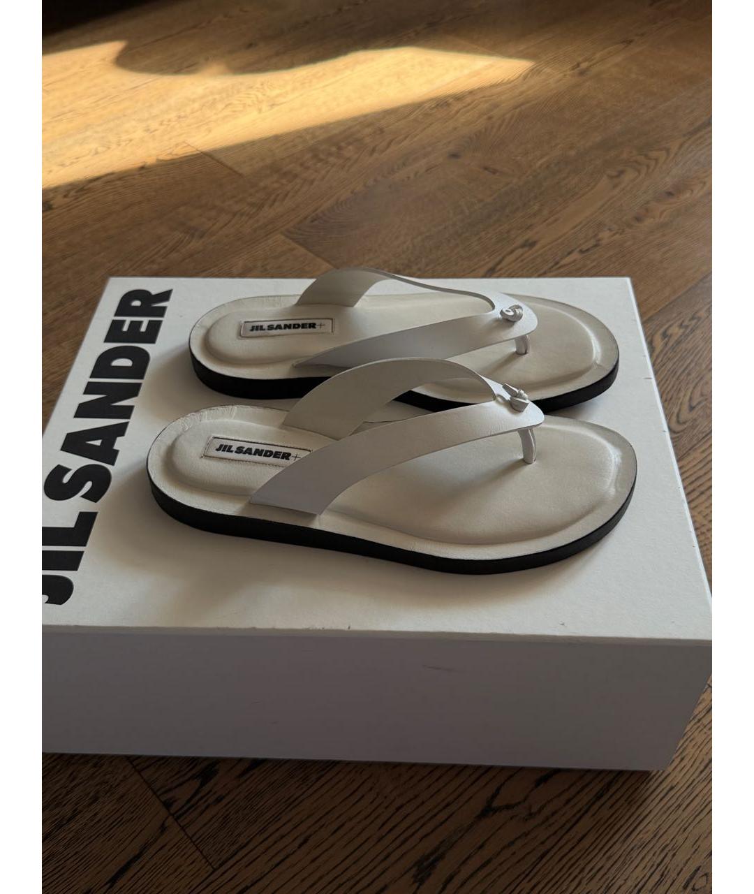 JIL SANDER Белые кожаные шлепанцы, фото 9