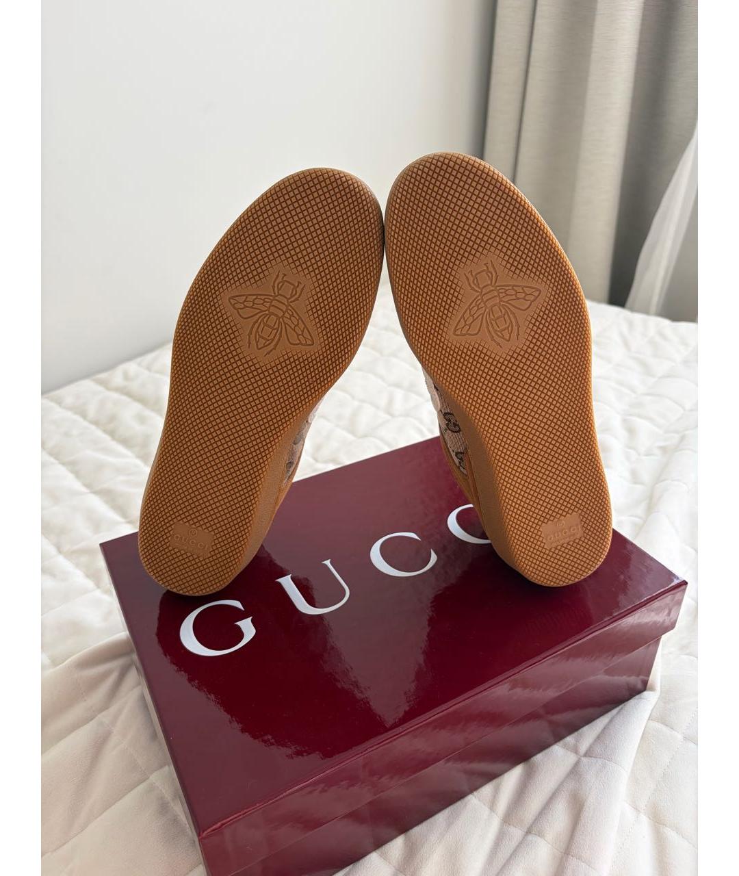 GUCCI Коричневые текстильные кроссовки, фото 7