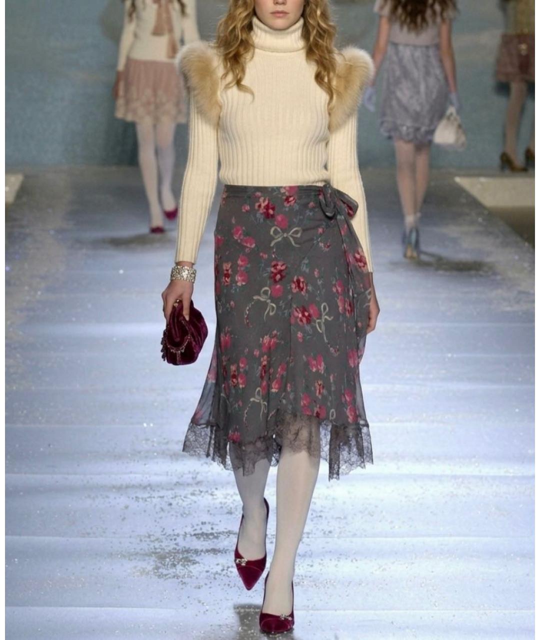 BLUMARINE Мульти шелковая юбка миди, фото 6