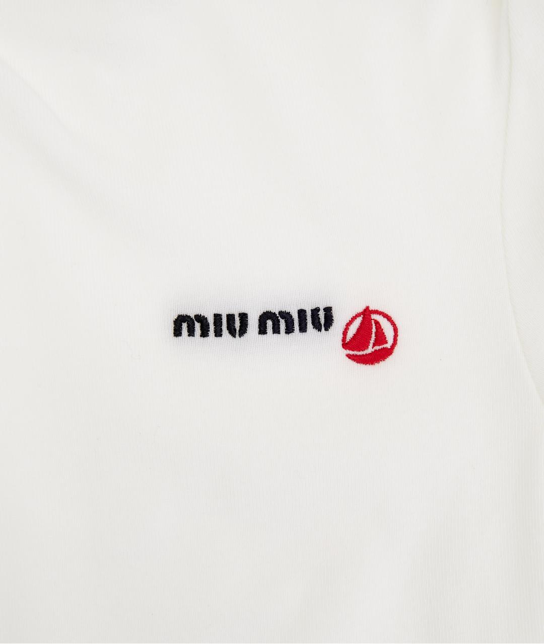 MIU MIU Белая хлопковая футболка, фото 4