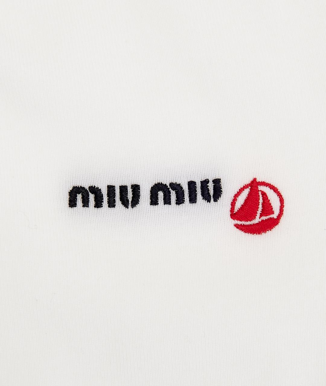 MIU MIU Белая хлопковая футболка, фото 12
