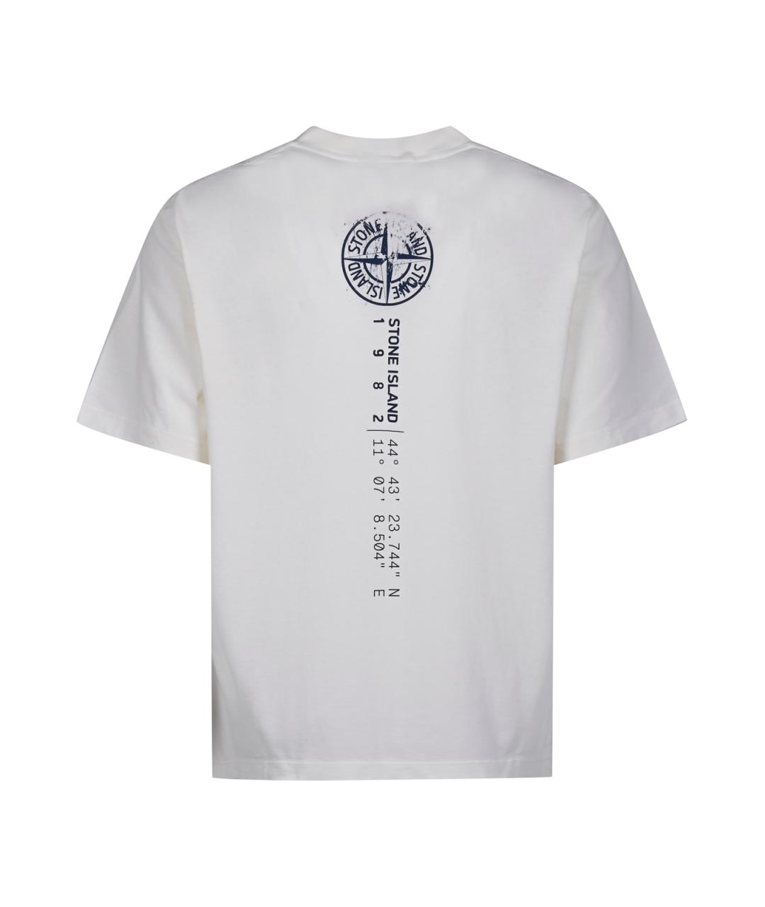 STONE ISLAND Белая хлопковая футболка, фото 3