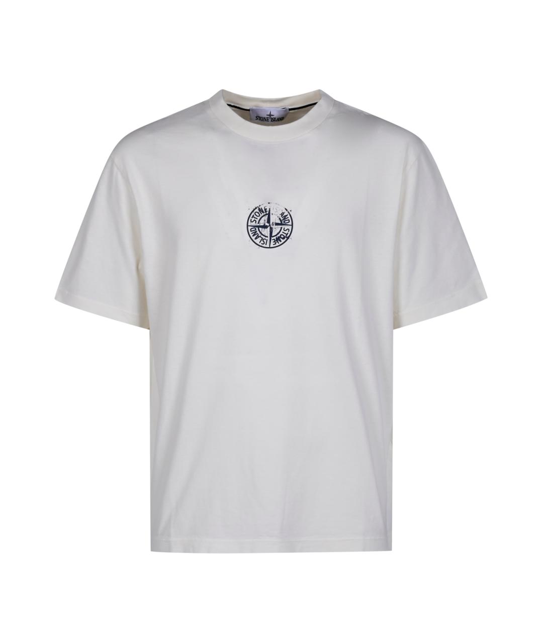 STONE ISLAND Белая хлопковая футболка, фото 2