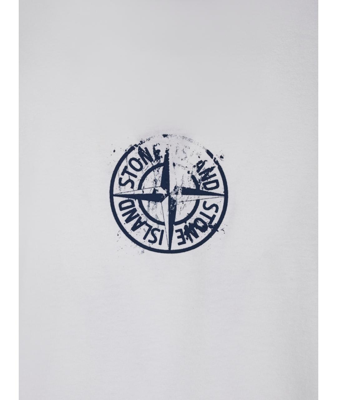 STONE ISLAND Белая хлопковая футболка, фото 5