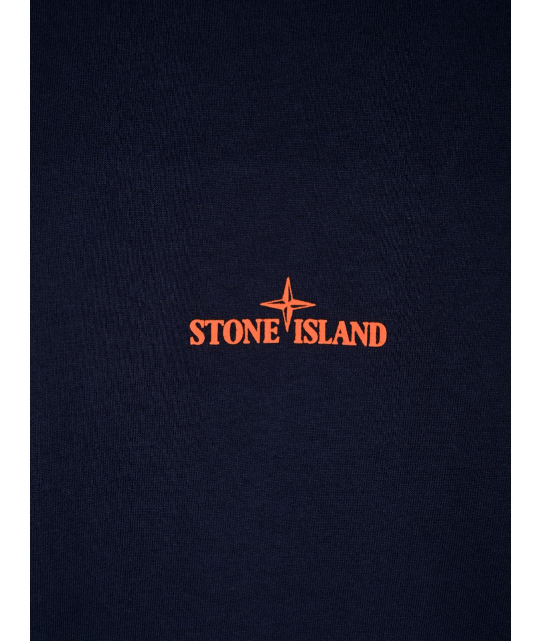 STONE ISLAND Темно-синяя хлопковая футболка, фото 6