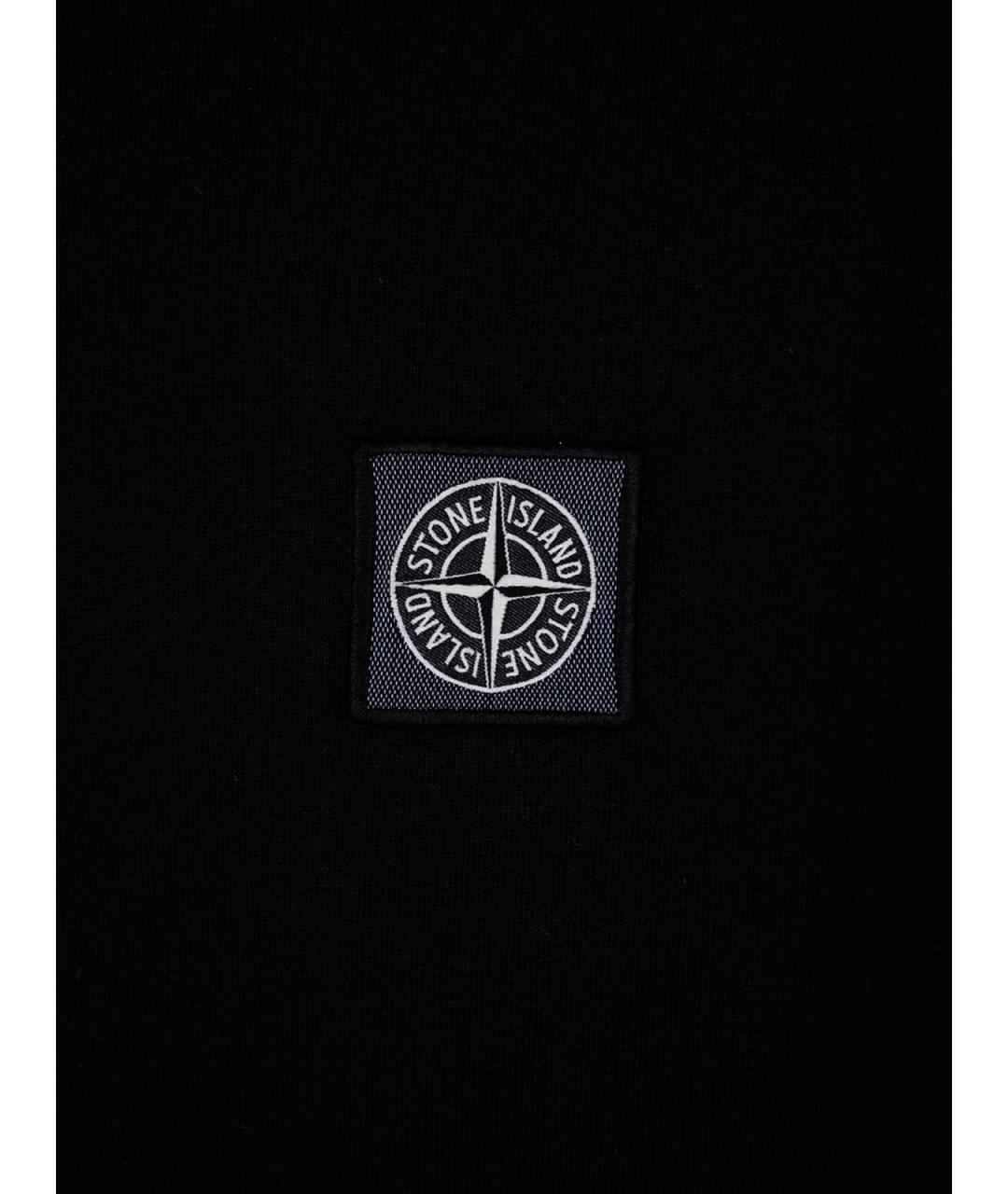 STONE ISLAND Черная хлопковая футболка, фото 6