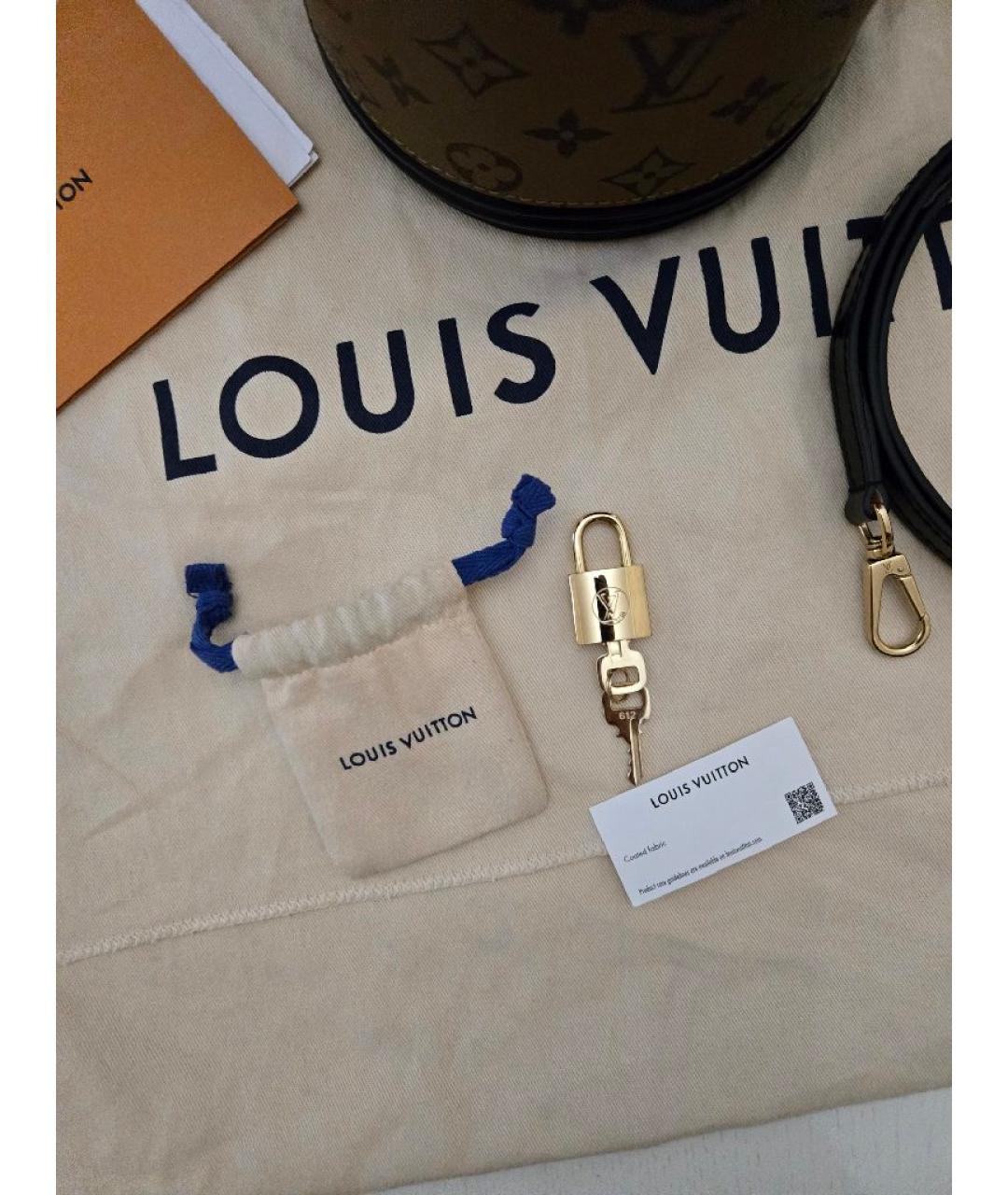 LOUIS VUITTON Коричневая кожаная сумка с короткими ручками, фото 8