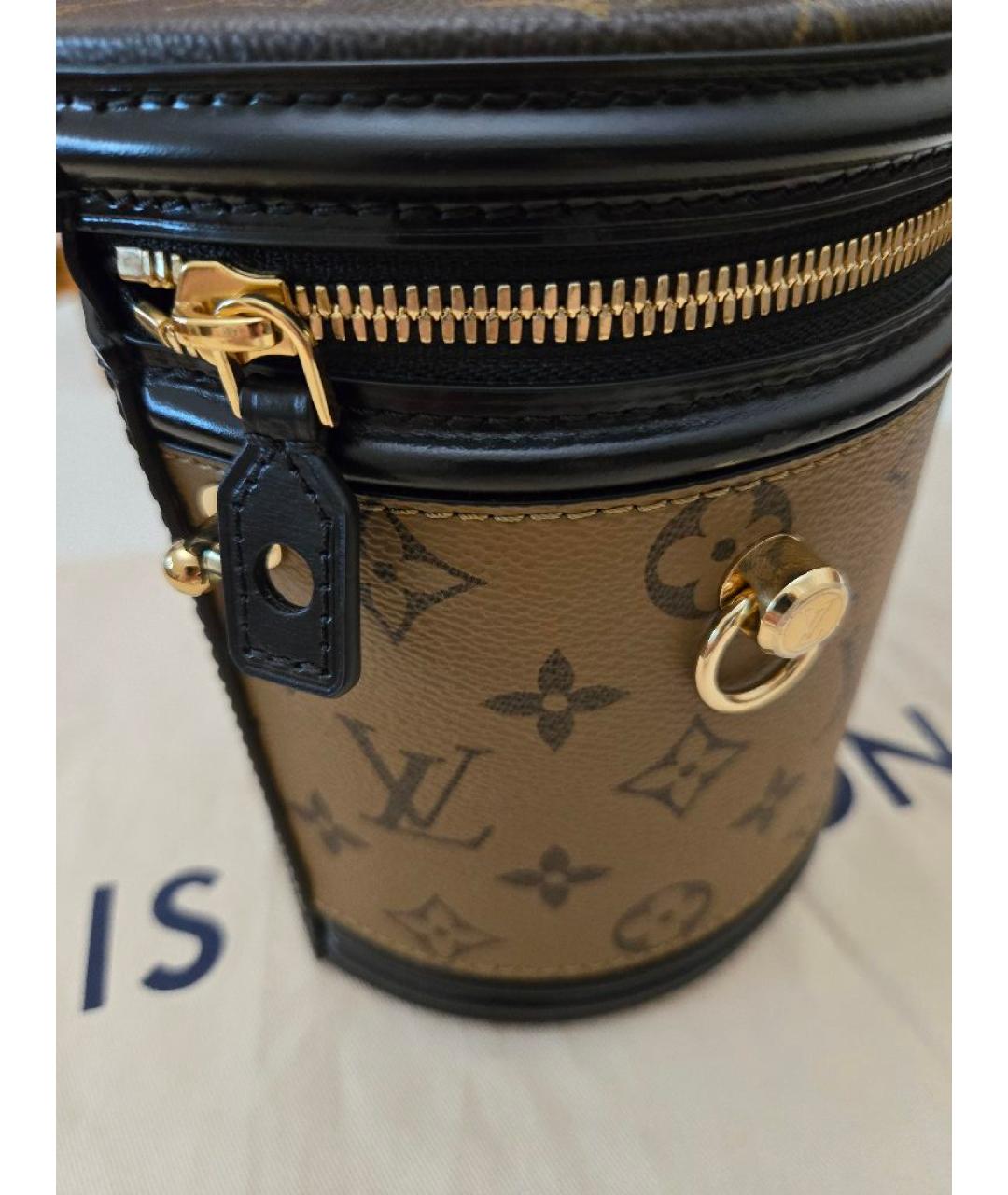 LOUIS VUITTON Коричневая кожаная сумка с короткими ручками, фото 4