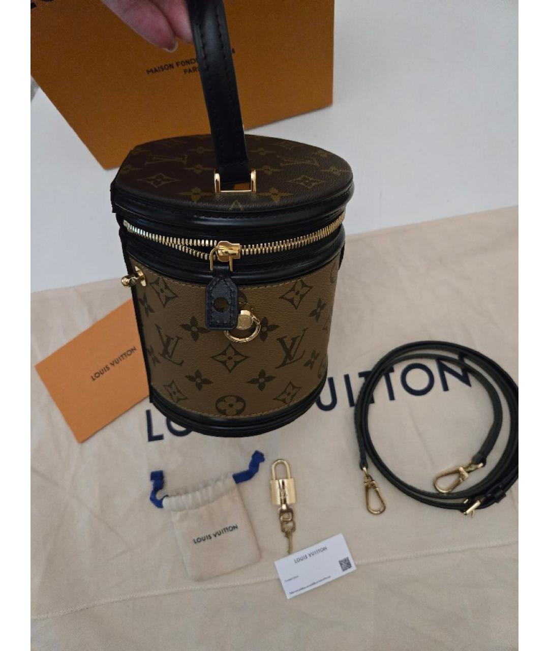 LOUIS VUITTON Коричневая кожаная сумка с короткими ручками, фото 7