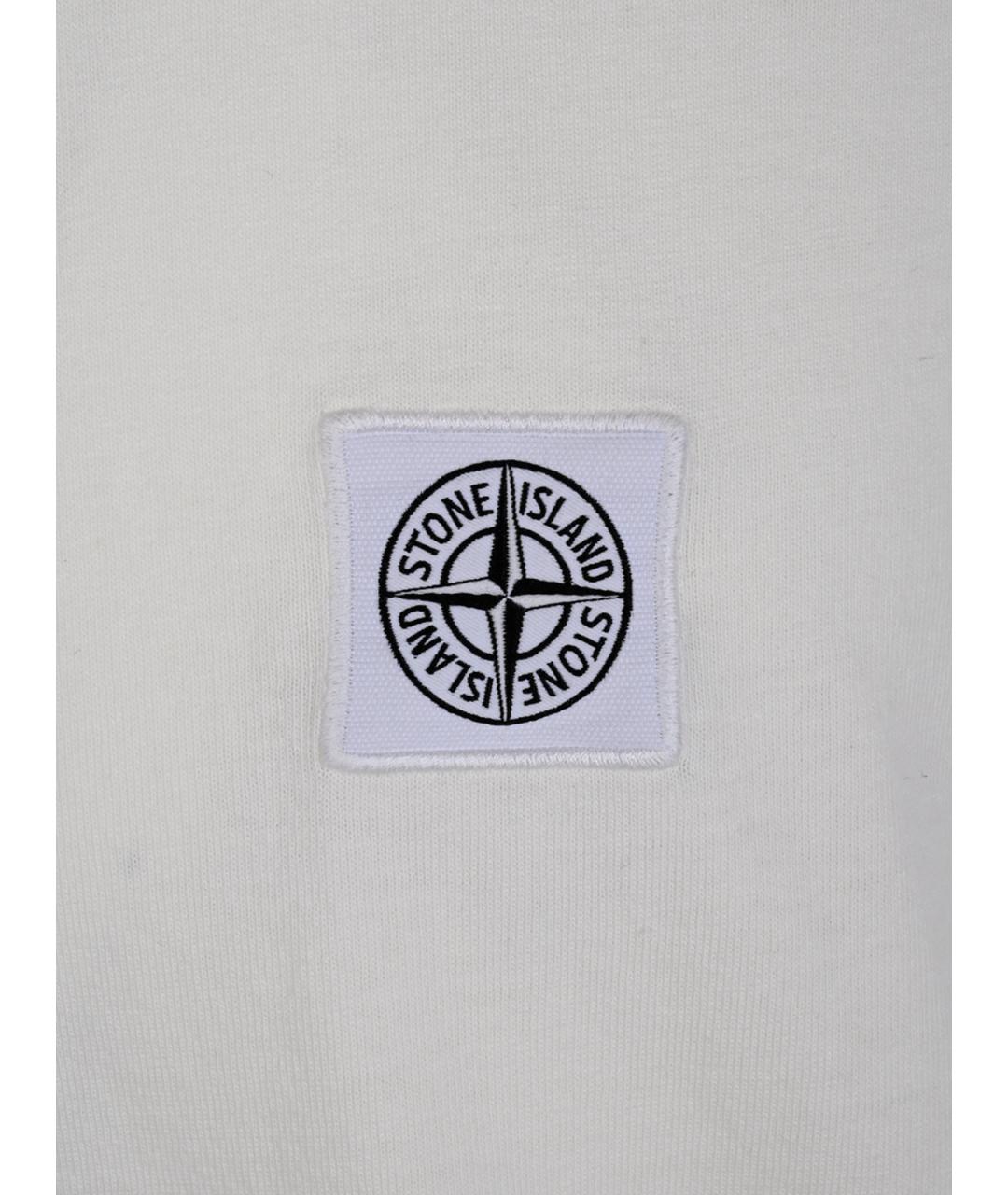 STONE ISLAND Белая хлопковая футболка, фото 5