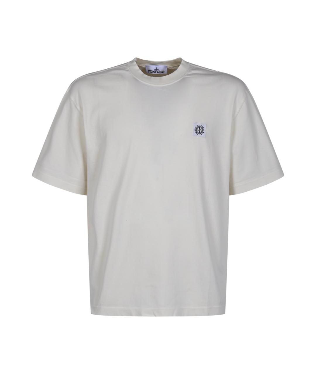 STONE ISLAND Белая хлопковая футболка, фото 1