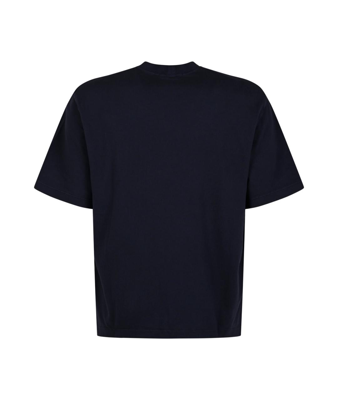 STONE ISLAND Темно-синяя хлопковая футболка, фото 3