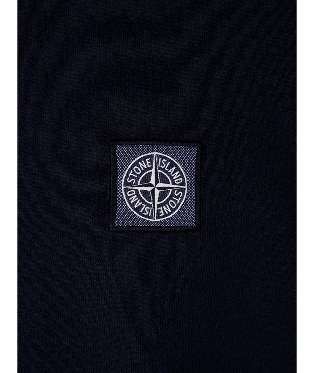 STONE ISLAND Темно-синяя хлопковая футболка, фото 6