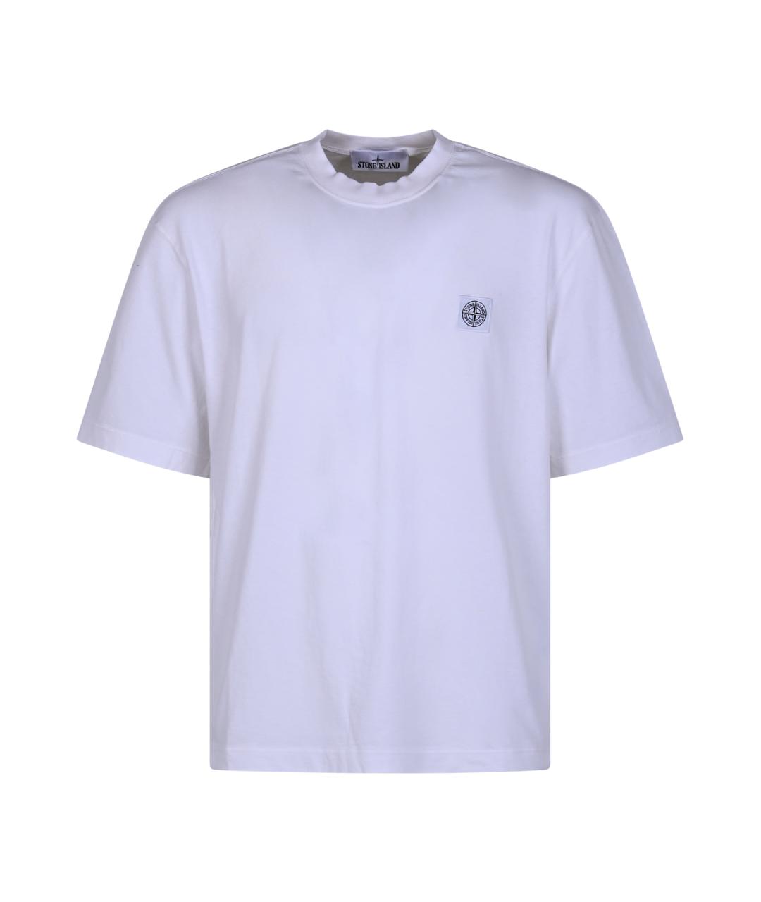 STONE ISLAND Белая хлопковая футболка, фото 1