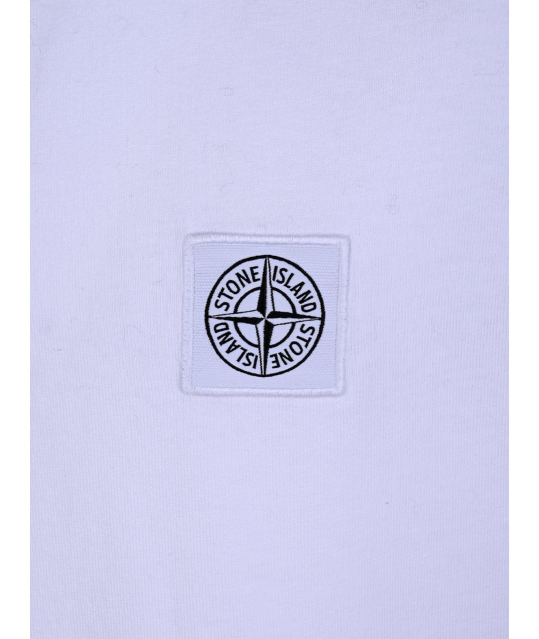 STONE ISLAND Белая хлопковая футболка, фото 6