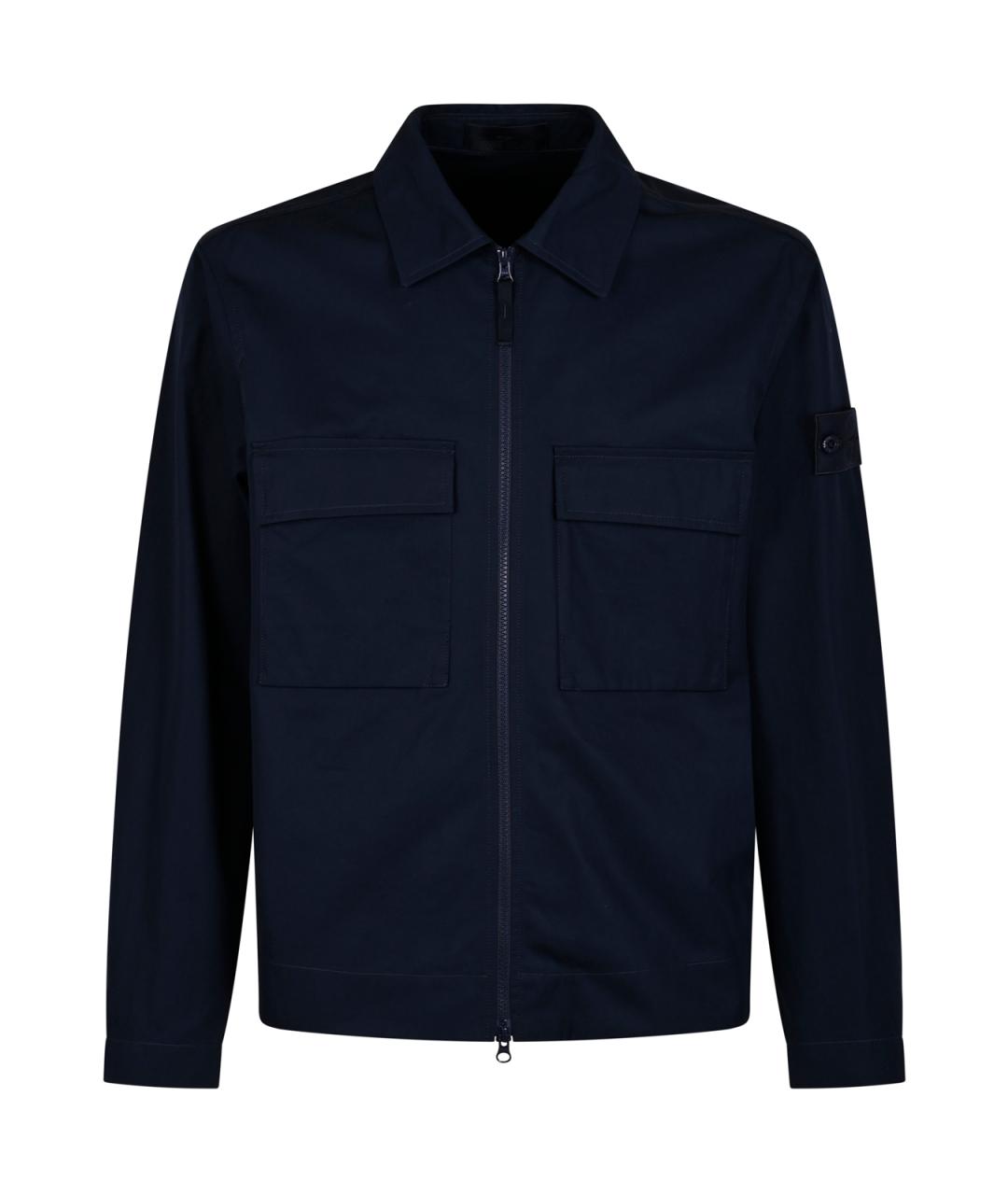 STONE ISLAND Темно-синяя хлопковая куртка, фото 2