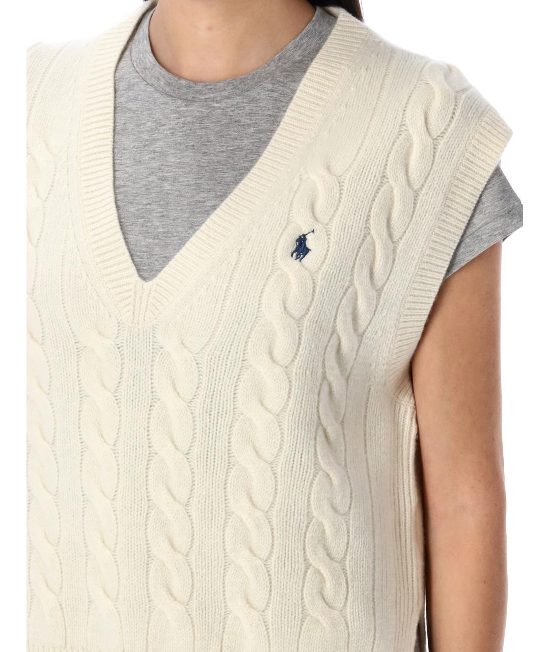 POLO RALPH LAUREN Белая шерстяная жилетка, фото 3