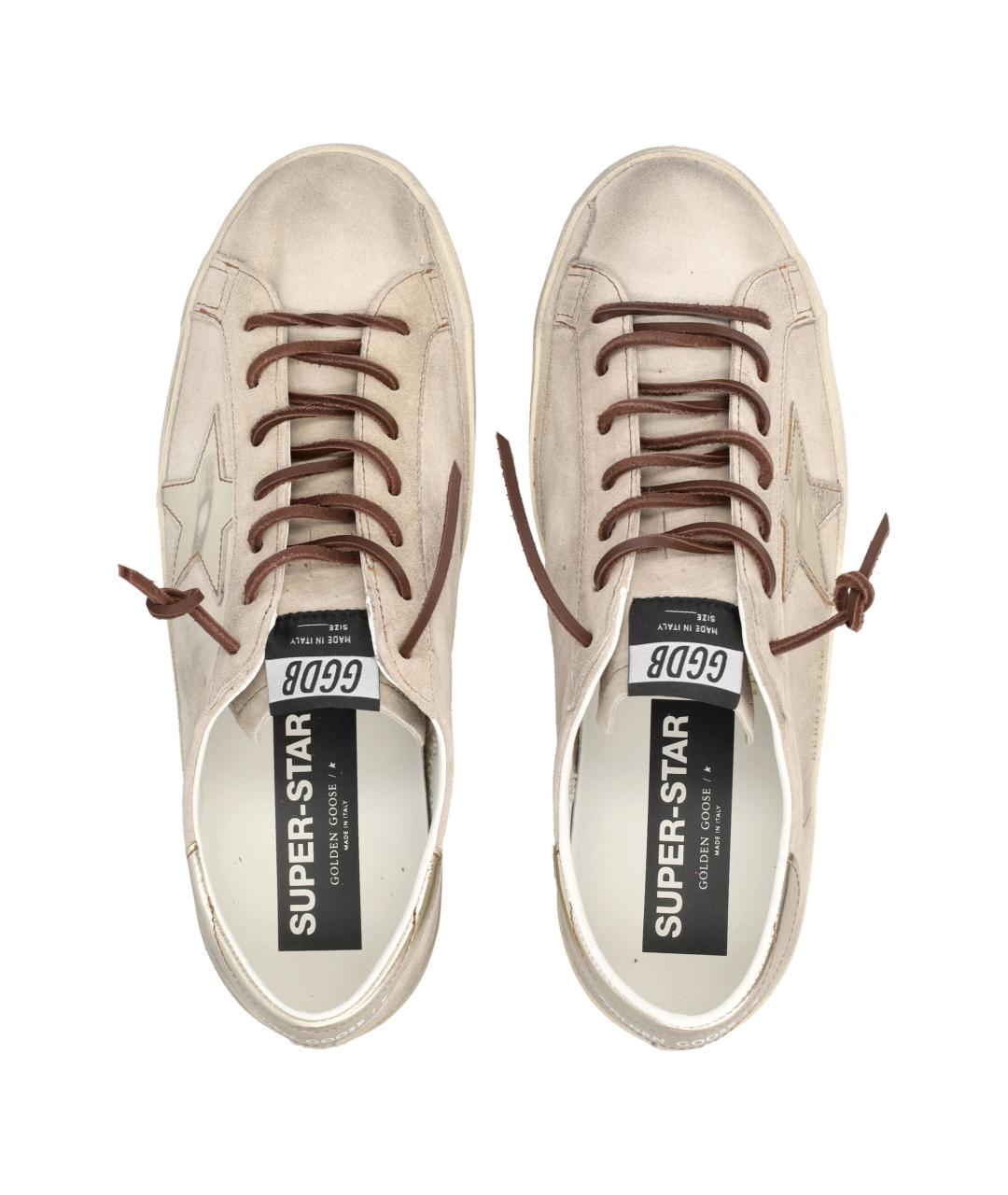 GOLDEN GOOSE Бежевые кожаные низкие кроссовки / кеды, фото 2