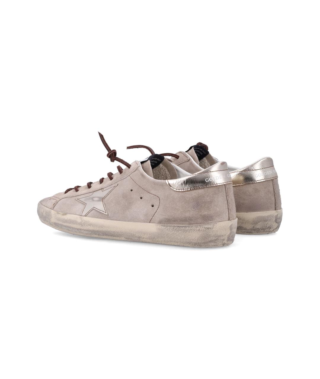 GOLDEN GOOSE Бежевые кожаные низкие кроссовки / кеды, фото 4