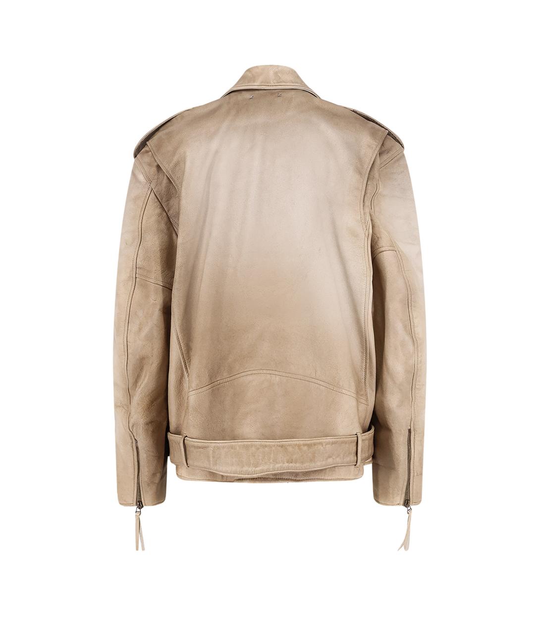 GOLDEN GOOSE Бежевая кожаная куртка, фото 2