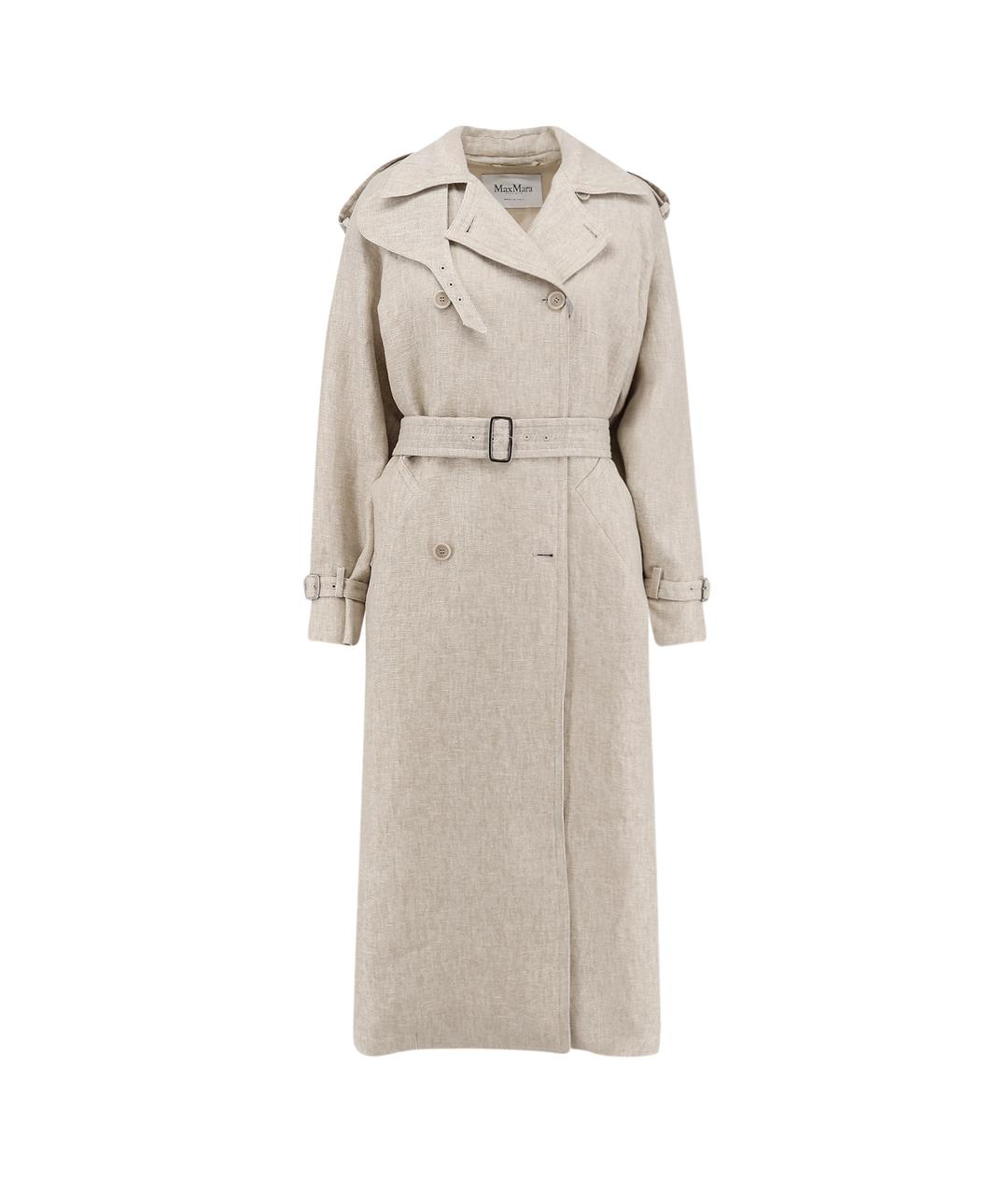 MAX MARA Бежевое льняное пальто, фото 1