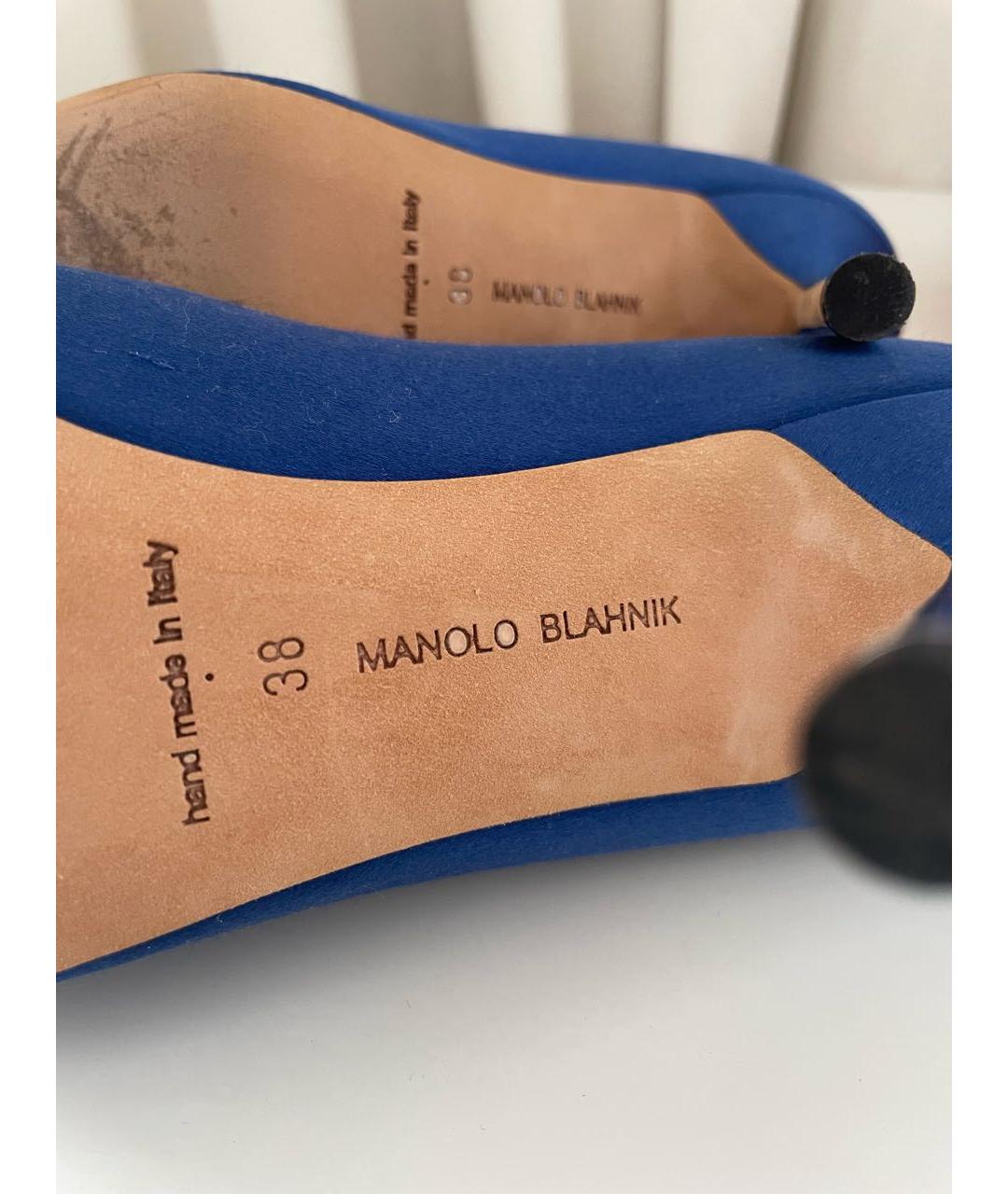 MANOLO BLAHNIK Темно-синие замшевые туфли, фото 6