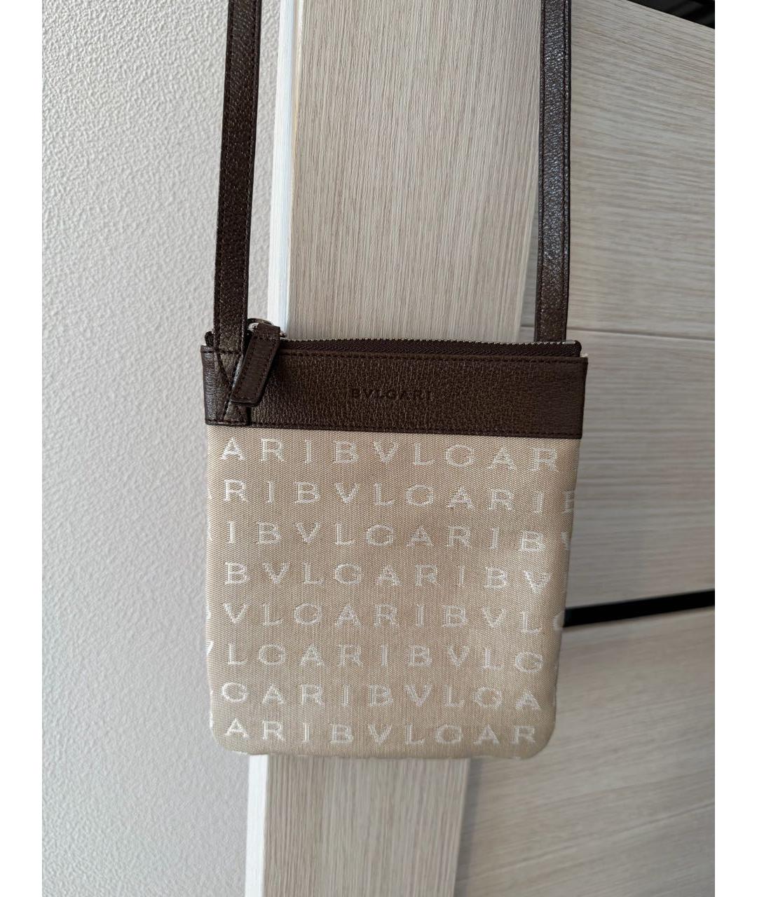 BVLGARI Коричневая кожаная сумка через плечо, фото 2